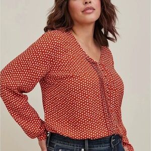 Torrid Orange Polka Dot Blouse Size 2x